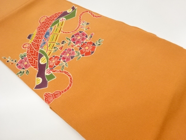 JAPANESE NAGOYA OBI / CHIRIMEN / KATAZOME / SAKURA